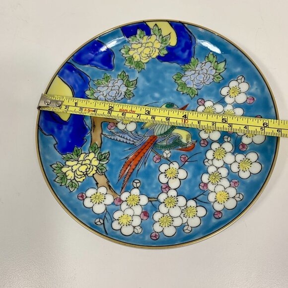 Birds Cherry Blossoms Lotus Small Trinket Dish Plate By Deane Taylor Import A314 - Picture 4 of 5